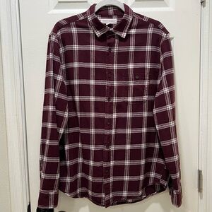 Aéropostale men's maroon and white plaid flannel shirt SIZE Medium EUC